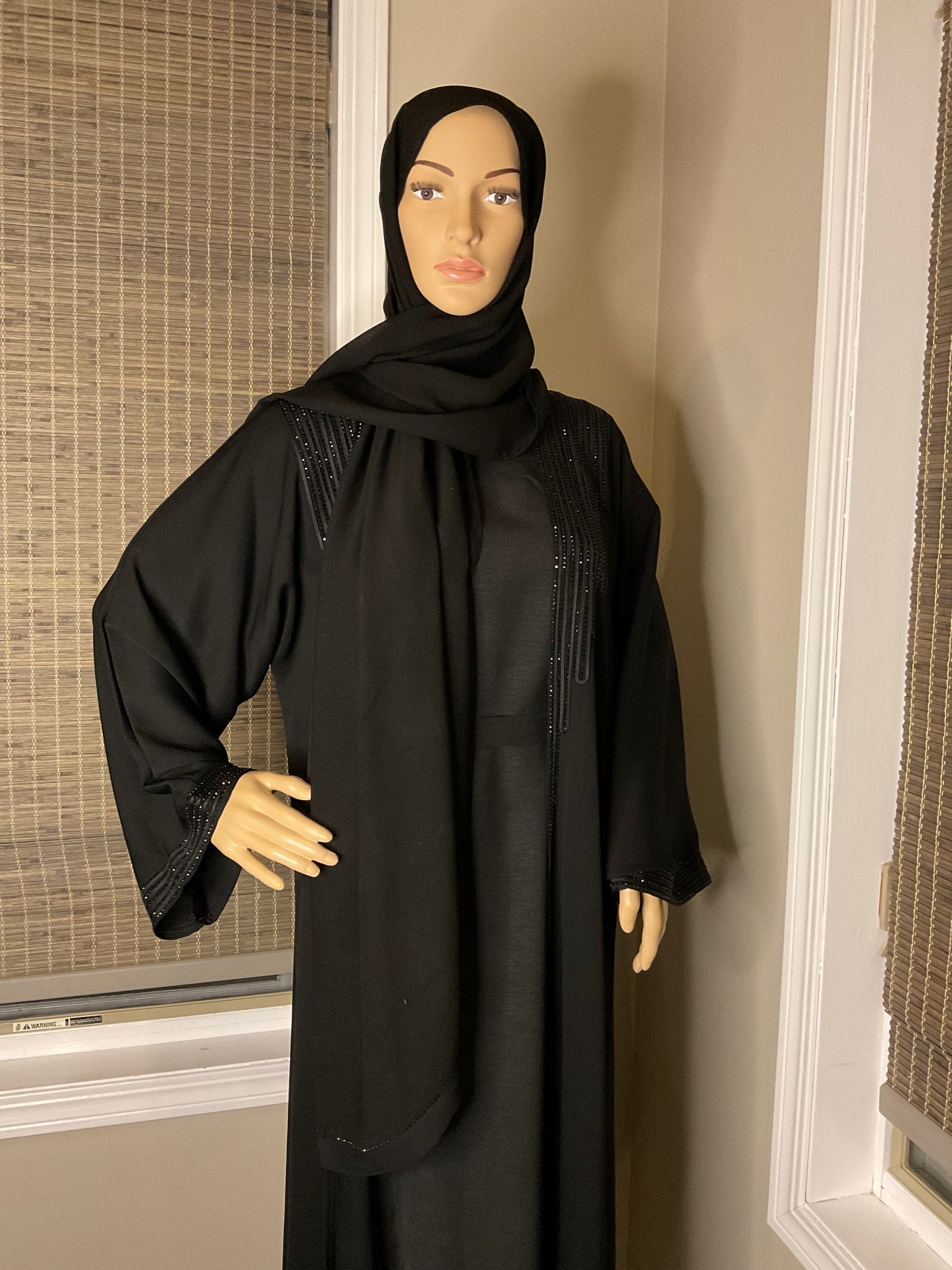 Studded Elegance Abaya Set - Black